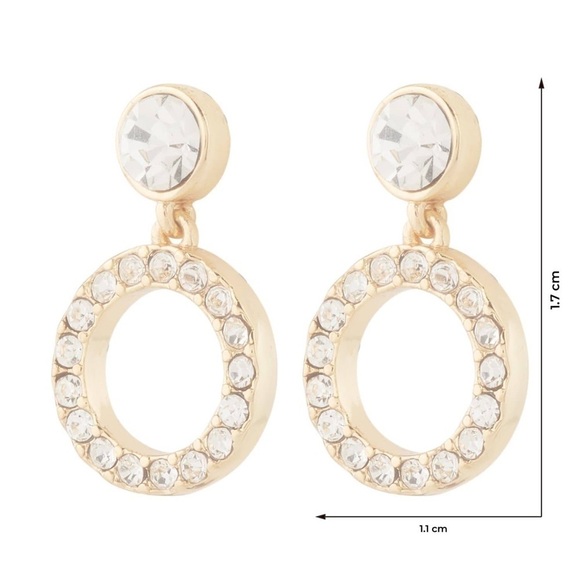 Coach Halo Pave Drop Stud Earrings Gold Tone And Clear - Picture 2 of 5